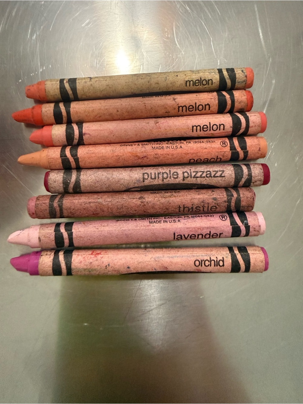 Crayon Color Set - Melon, Peach, Lavender, Orchid, Thistle, Purple Pizzazz